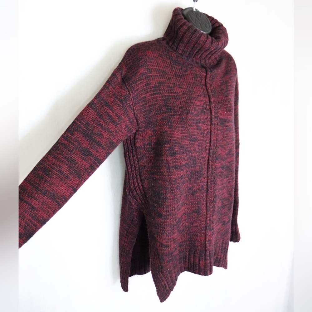 JOHN + JENN Burgundy Cable Knit Turtleneck Sweater - Picture 4 of 13